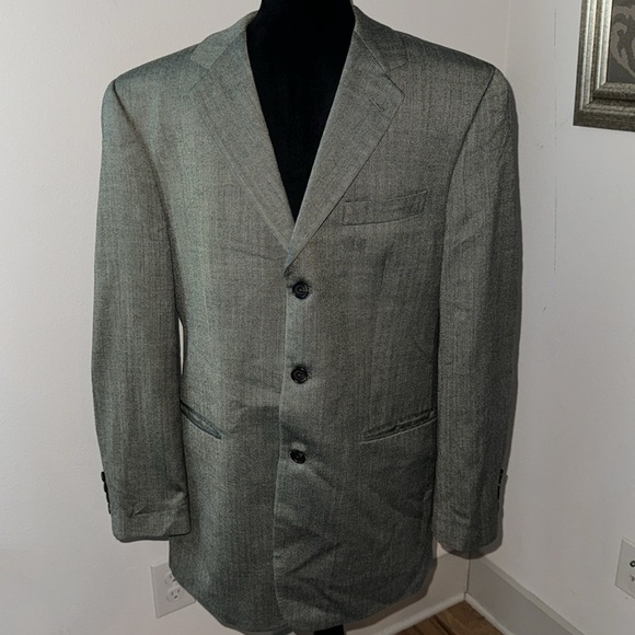 LAUREN Ralph Lauren silk wool herringbone single front blazer men’s sz 40 R coat - Picture 1 of 7